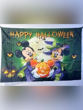 Mickey & Minnie Mouse Happy Halloween Backdrop Banner 5x3Ft.